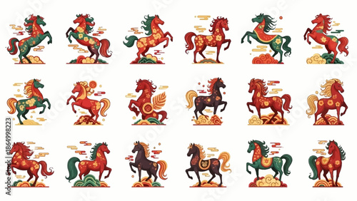 Many Horses in Various Poses.