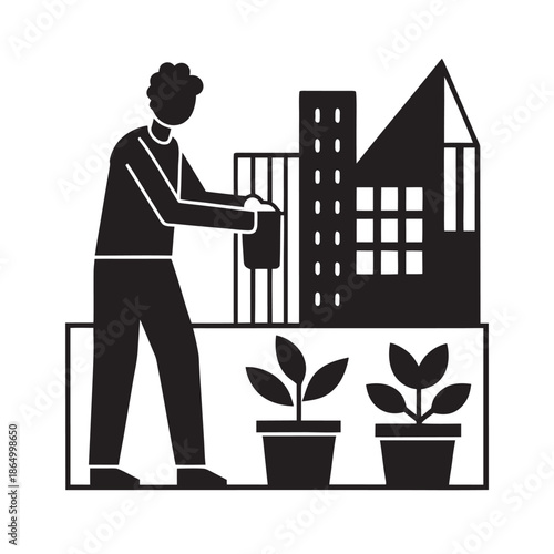 Urban Balcony Plant Watering Daily Routine