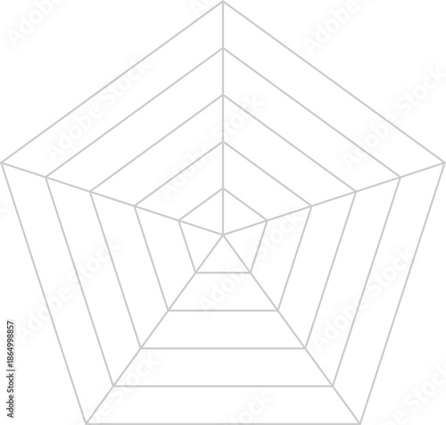 五角形のレーダーチャートの背景、クモの巣状のグラフ