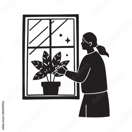 Snowy Window Indoor Gardening Scene