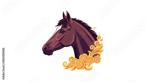 Illustration of a horse head with mane.