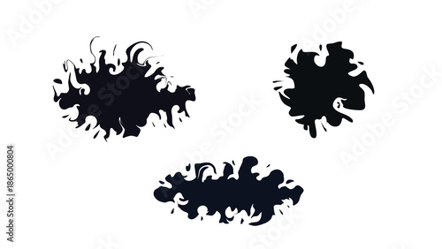 Ink brush strokes, brush, lines, dirty. Dirty abstract design element. Vector illustration. Isolated on a white background. Forming a scary face.