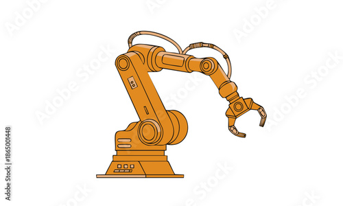 Robotic arm. Manufacturing automation technology. Industrial tool mechanical robot arm machine hydraulic equipment automotive. Vector illustration.