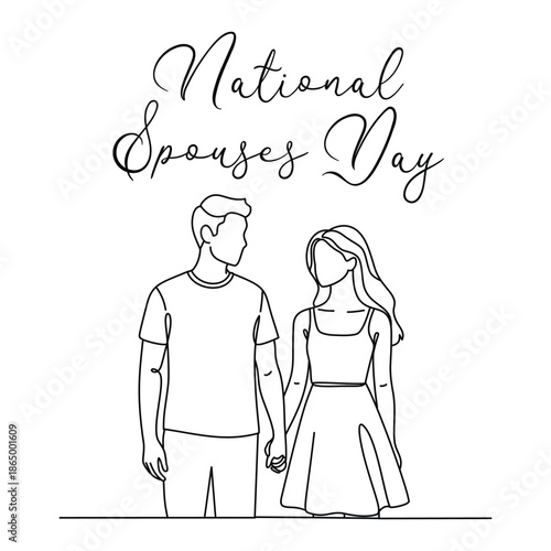 Minimalist National Spouses Day Line art Illustration. Suitable for celebration
