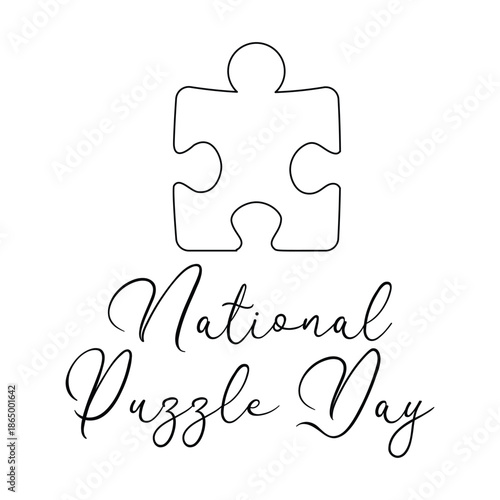 Minimalist National Puzzle Day Line art Illustration. Suitable for celebration