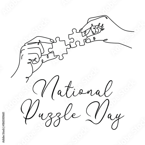 Minimalist National Puzzle Day Line art Illustration. Suitable for celebration