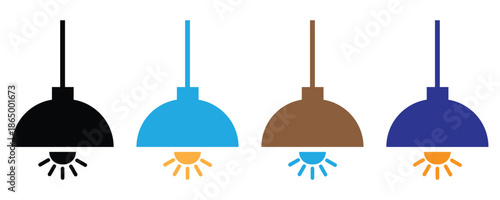 Hanging lamp icon vector set, colorful hanging lamp icon set in trendy flat style illustration isolated on white background.