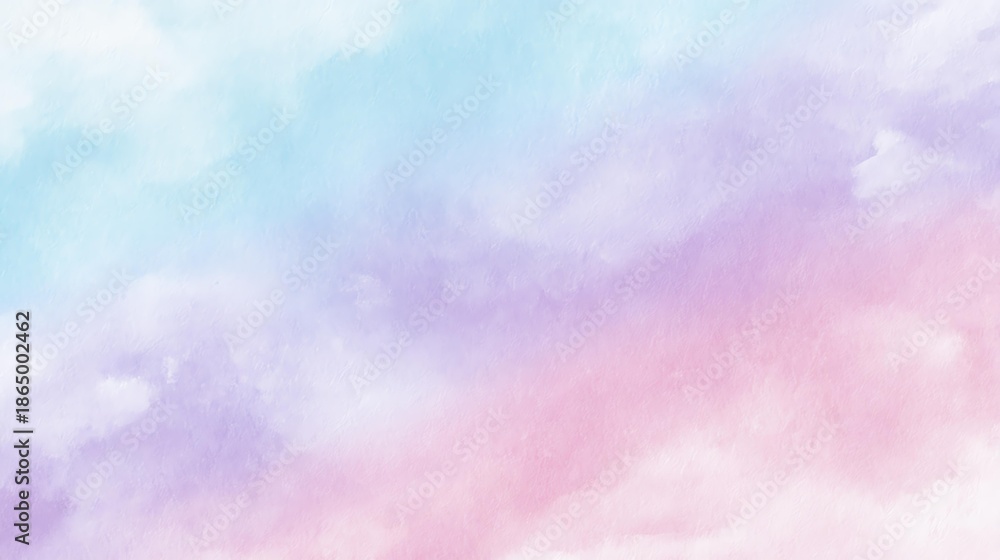 Fototapeta premium A soft, abstract watercolor blend of pastel colors, featuring gentle transitions of blue, pink, and purple, creating a serene and calming atmosphere.