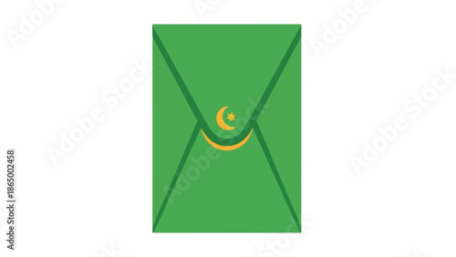 Green envelope with a yellow smiley face seal on a white background, simple flat design.