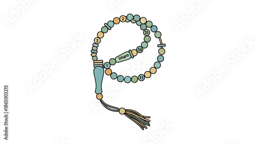 A colorful beaded necklace with tassel on a white background in a flat lay composition with vibrant turquoise and orange hues.