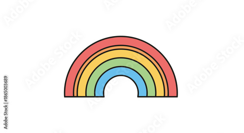 Simple and colorful flat design icon of a classic four-color rainbow, a symbol of hope and happiness, on a white background.