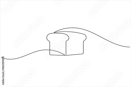 Minimalist continuous one line drawing of a fresh sliced bread loaf