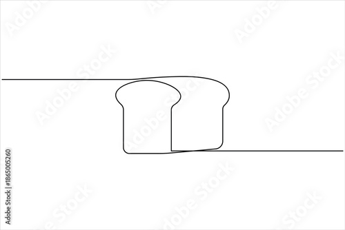 Minimalist continuous line drawing of two slices of bread loaf