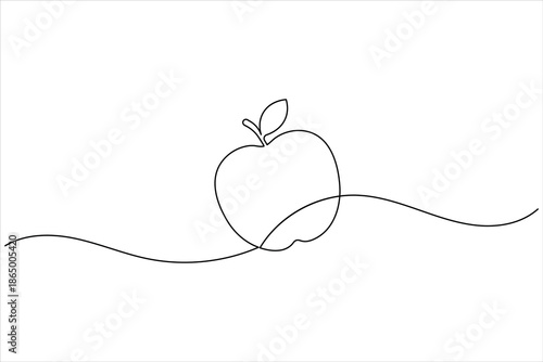 Minimalist continuous line art of an apple fruit vector illustration