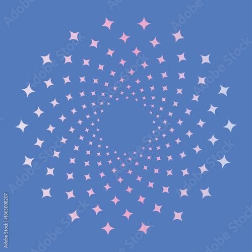 キラキラマークが広がる正方形イラスト