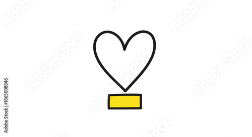 Cute hand-drawn animation of a heart-shaped award or trophy on a yellow base, symbolizing love, appreciation, and victory.