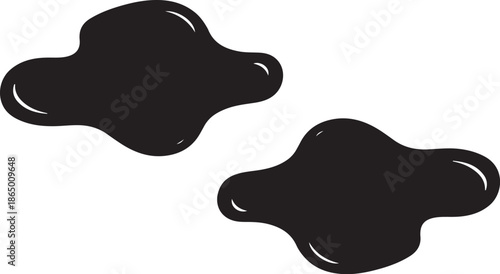 Black liquid blobs on white background