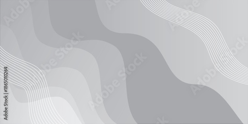 Abstract white and gray wave background. Dynamic shapes composition. Vector illustration