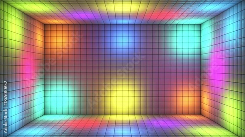 Broadcast Hi-Tech Alternate Blinking Illuminated Cubes Room Stage, Multi Color, Events, 3D, Loopable, 4K