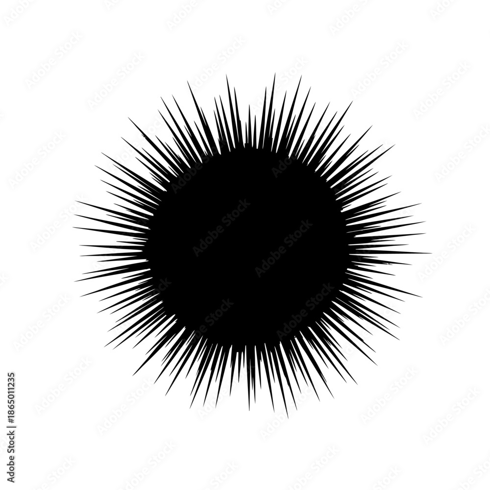 Fototapeta premium Abstract Black Spiky Sphere on White Background Illustration.