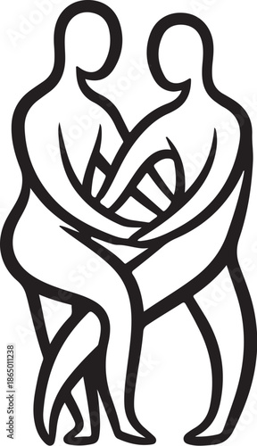 Minimalist Art of Two People Embracing