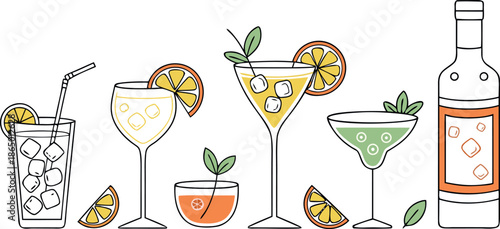 A vibrant collection of refreshing cocktails and drinks, perfect for any celebration or gathering