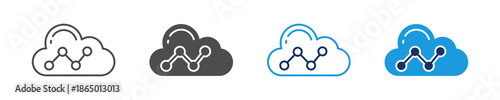 cloud statistic icon set with multi style