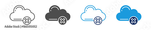 cloud delete icon set with multi style