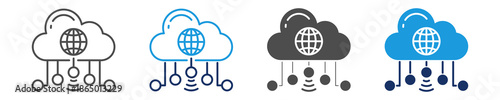 cloud network  icon set with multi style