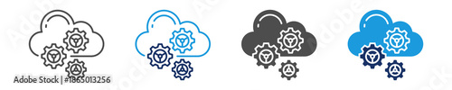 cloud settings icon set with multi style