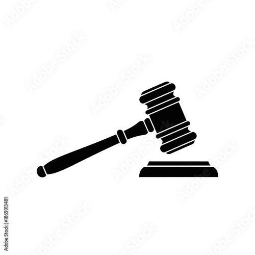Black and White Gavel Illustration for Legal and Auction Concepts.