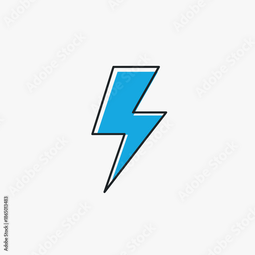 Blue Lightning Bolt Icon with Black Outline on White Background. Free Download Blue Lightning Bolt Icon with Black Outline on White Background. - GFXLoad