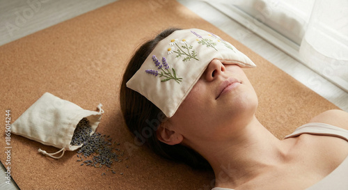 Natural Herbal Eye Pillow for Relaxation with Lavender and Chamomile