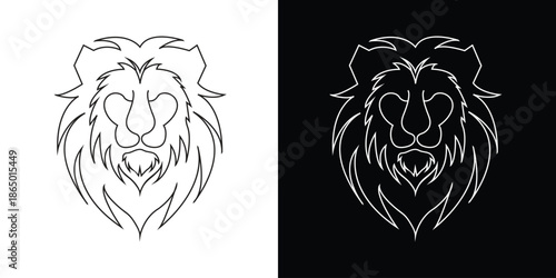 Lion Head Logo Line Art Illustration