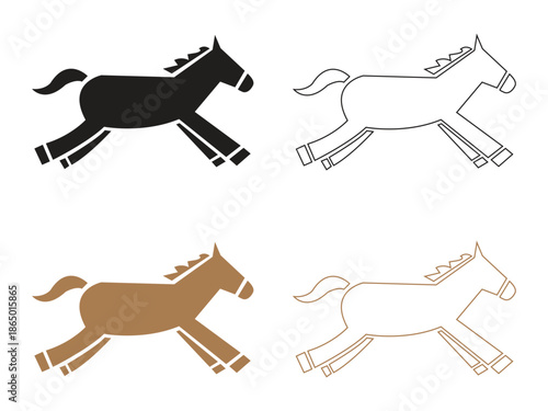 Running Horse Silhouette Icon Set