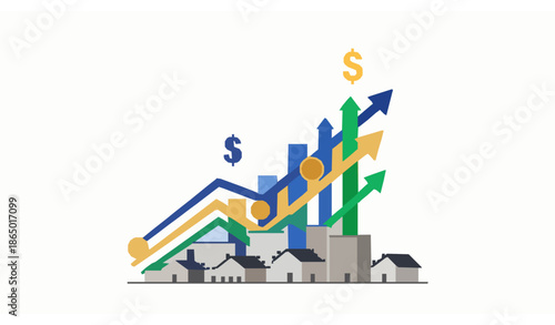 Property investment and financial growth strategy vector illustration concept