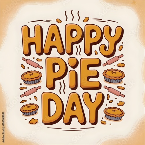Happy Pie Day Vintage Typography - National Pie Day Celebration Vector