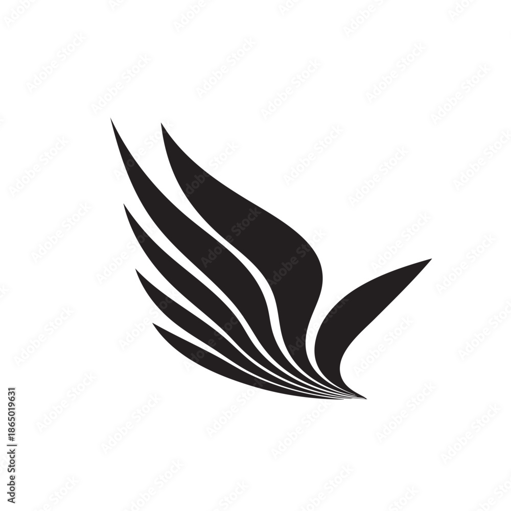 Fototapeta premium Stylized abstract graphic design featuring curving black layered forms resembling a bird's wing