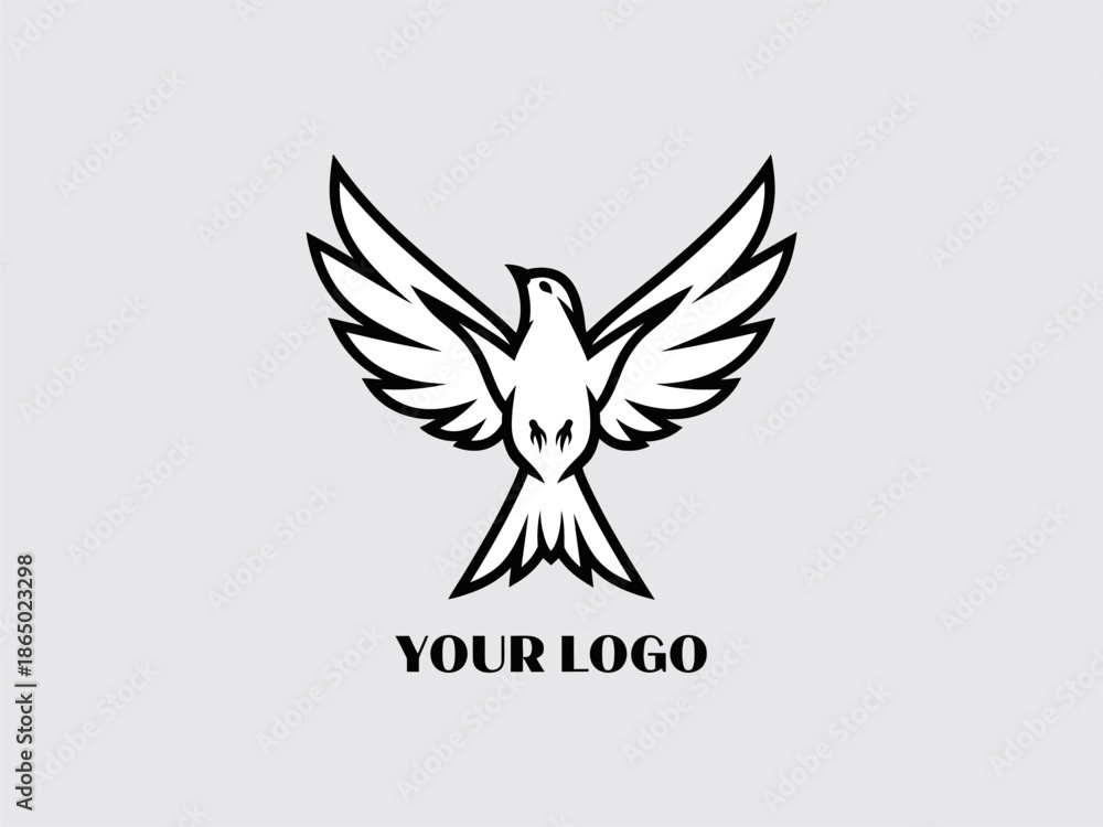 Fototapeta premium Simple Black and White Dove Illustration.