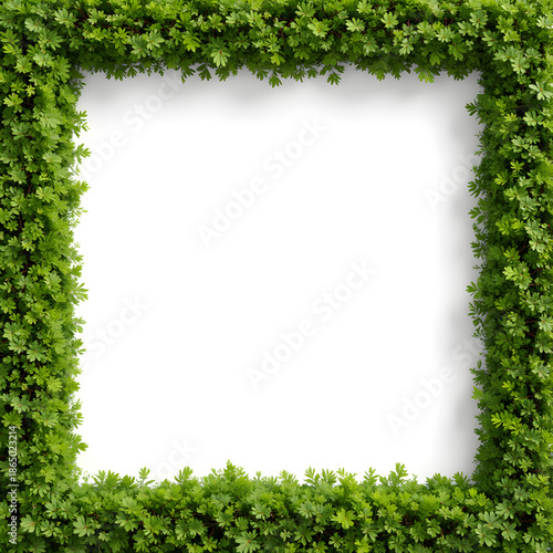 Lush green garden border framing blank space, nature aesthetics