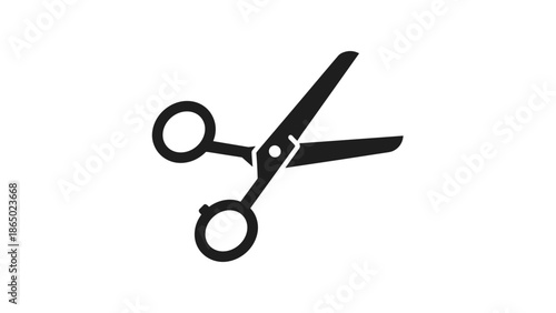 Black Scissors Icon on White Background.