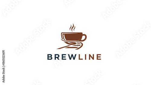 Brewline Coffee Cup Logo Design Element.
