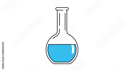 Laboratory Flask with Blue Liquid Inside.