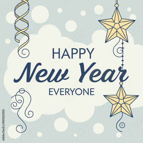 Illustrating a New Year's Eve celebration with the year 2026 and celebrating the start of a new journey with stylized figures and a clock indicating the approaching midnight