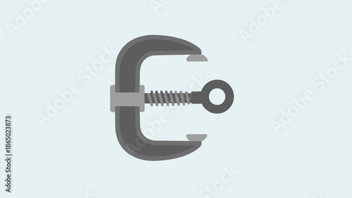 Metal C clamp tool isolated on white.