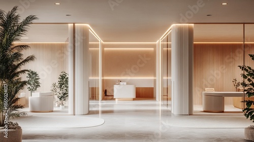 Wallpaper Mural Modern spa reception area with warm tones Torontodigital.ca