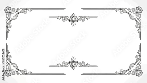 Ornate Vintage Corner Frame with Scrollwork and Decorative Borders, Isolated White Background