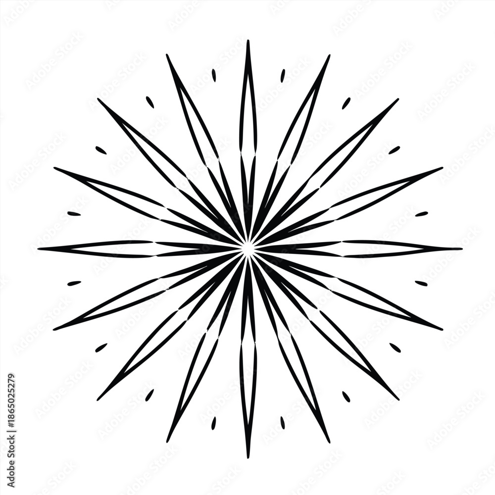 Fototapeta premium Set of hand-drawn fireworks and sparklers illustrations in sketch style for celebration designs.Golden firework vector banner with hand drawn exploding starbursts and festive sparkles