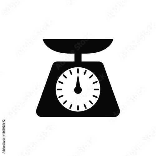 Simple black and white illustration of a classic kitchen scale design