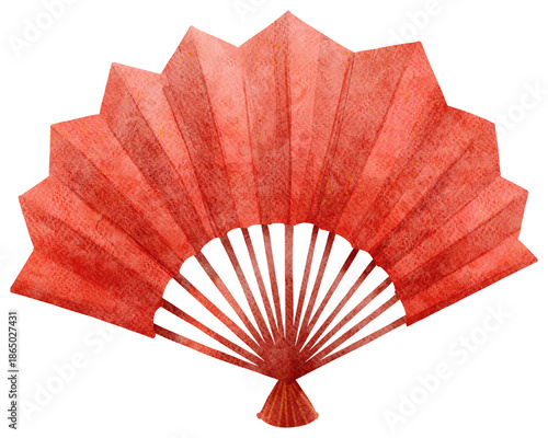 Illustration of a Traditional Japanese Folding Fan
